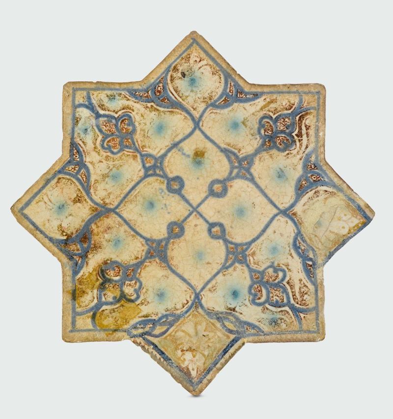 Mattonella Kashan (Persia), Fine XIII-inizio XIV secolo, anno (Egira 650 circa)  - Auction Collectors' Majolica and Porcelain - Cambi Casa d'Aste