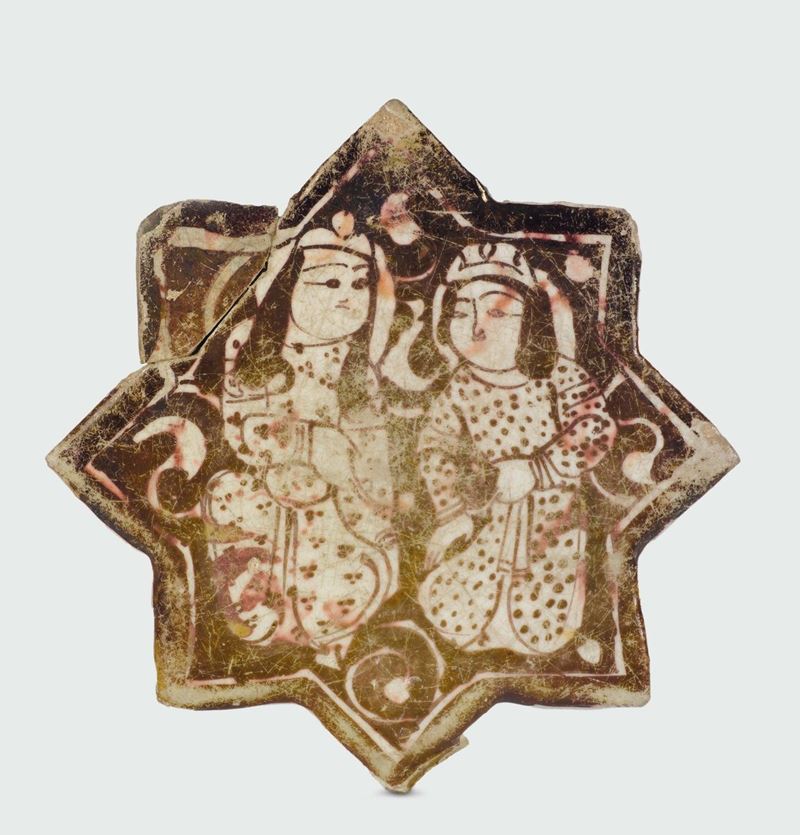 Mattonella Iran (rayy), Fine XII - inizio XIII secolo - (anno Egira 580)  - Auction Collectors' Majolica and Porcelain - Cambi Casa d'Aste