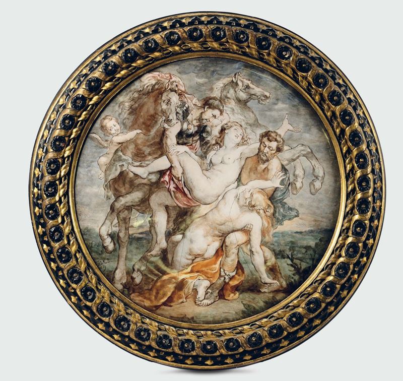 Grande alzata Opera firmata da De Moli, 1869  - Asta Maioliche e Porcellane da Collezione - Cambi Casa d'Aste