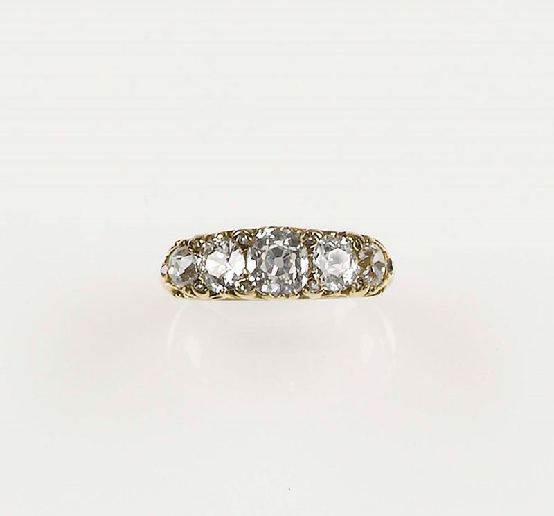 An old-cut diamond ring. Mounted in yellow gold 750/1000  - Auction Fine Jewels - Cambi Casa d'Aste
