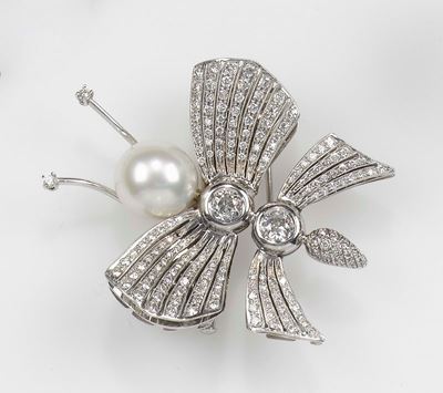 Clips Farfalla con Diamanti e Perla