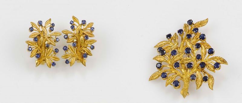 A sapphire parure composed of brooch and earrings  - Auction Fine Jewels - Cambi Casa d'Aste