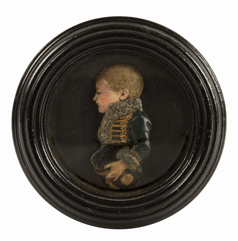 Ritratto di giovane ussaro Ceroplasta d'oltralpe del XIX secolo 1803  - Asta Un'Importante Raccolta di Opere in Cera - Cambi Casa d'Aste