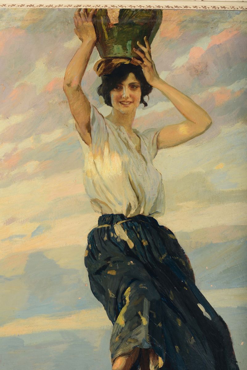 Ettore Tito (1859-1941)donna con Brocca