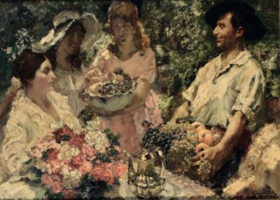 Alessio Issupoff (1889-1957)colazione in Giardino