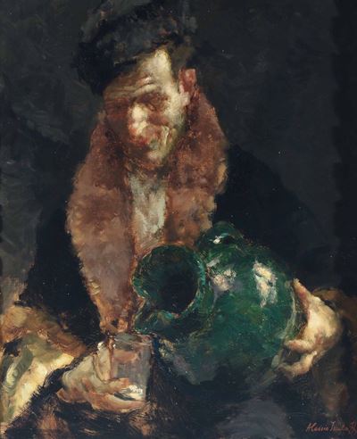 Alessio Issupoff (1889-1957)anziano che Beve