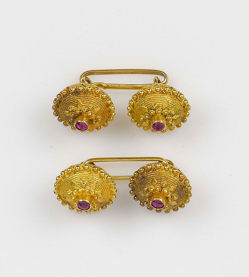 A Sardinian cufflinks. Gold filigree  - Auction Fine Jewels - Cambi Casa d'Aste