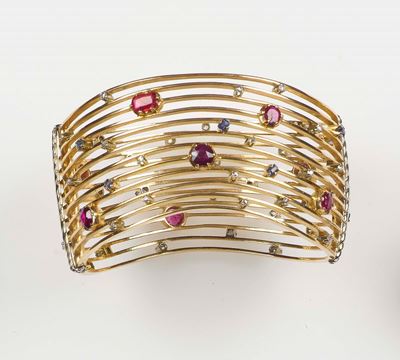 Bangle con Rubini, Diamanti e Zaffiri