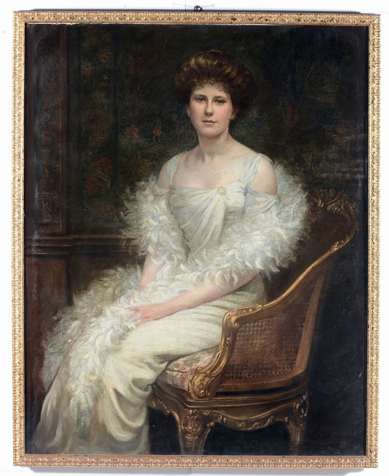 Edoardo Gioja (1862-1937) Ritratto femminile, 1902  - Asta Dipinti del XIX e XX secolo - Cambi Casa d'Aste