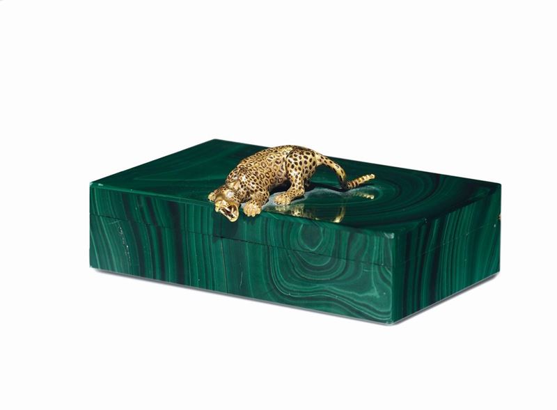 Scatola in malachite e argento, Gioielliere Enrico Bersani, Milano  - Asta Antiquariato - Cambi Casa d'Aste