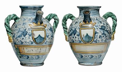 Coppia di Grandi Orcioli Biansati Montelupo, Metà XVII Secolo