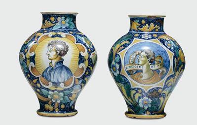 Coppia di Bocce in Maiolica Policroma, Sicilia XIX-XX Secolo