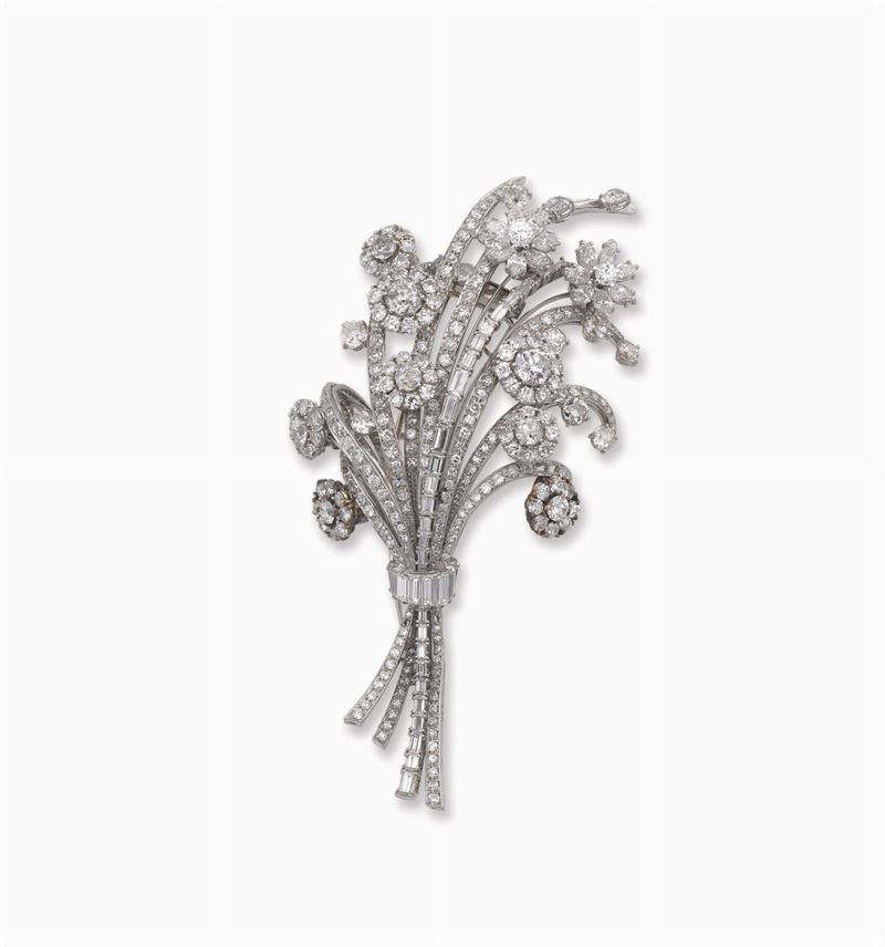 Frascarolo. A diamond brooch mounted in platinum  - Auction Fine Jewels - Cambi Casa d'Aste