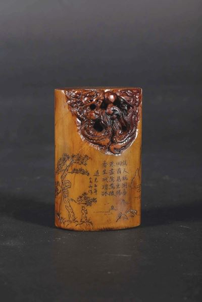 Sigillo in Pietra Dura con Drago ed Iscrizione, Cina, XX Secolo