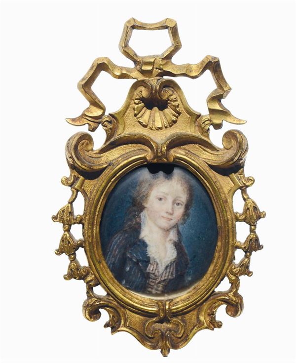 Anonimo miniatore del XIX secolo Ritratto femminile e ritratto maschile