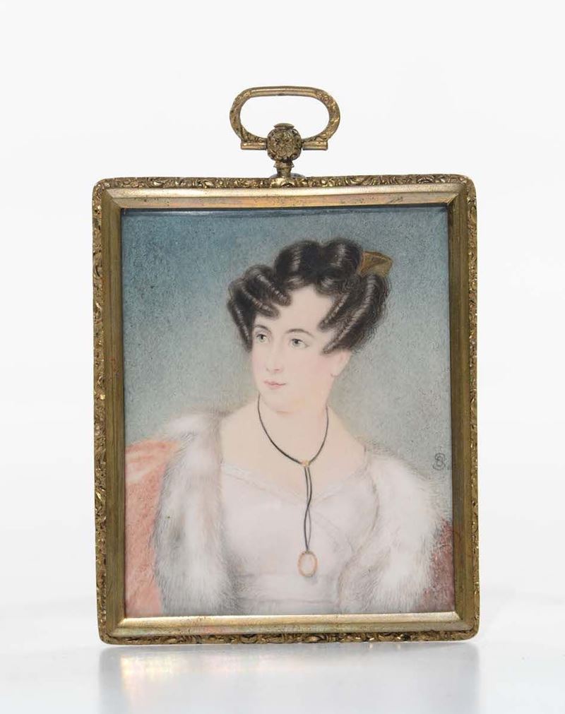 Anonimo miniatore del XIX secolo Ritratto femminile  - Auction Italian and European Silver Collection - Cambi Casa d'Aste