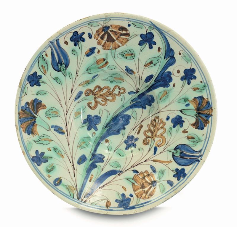 A maiolica dish, Venetian area, late 16th - early 17th century  - Auction Majolica and porcelain from the 16th to the 19th century - Cambi Casa d'Aste