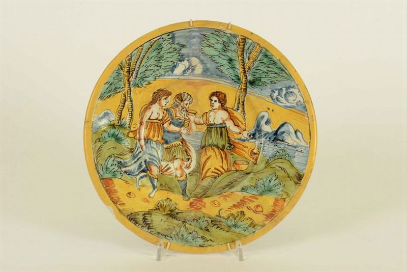 A maiolica dish, central Italy, first half of the 17th century  - Auction Majolica and porcelain from the 16th to the 19th century - Cambi Casa d'Aste