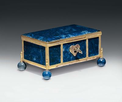 Cofanetto in Bronzo e Lapislazulo con Serratura a Cuore, Francia XIX Secolo