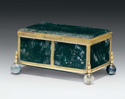 Cofanetto in Bronzo Dorato e Agata Muschiata, Francia XIX Secolo