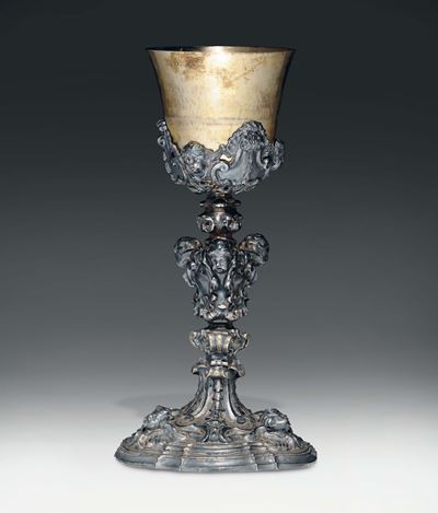 Calice in Argento Fuso, Sbalzato, Cesellato e Dorato. Arte Italiana del XVIII Secolo, Napoli (?)