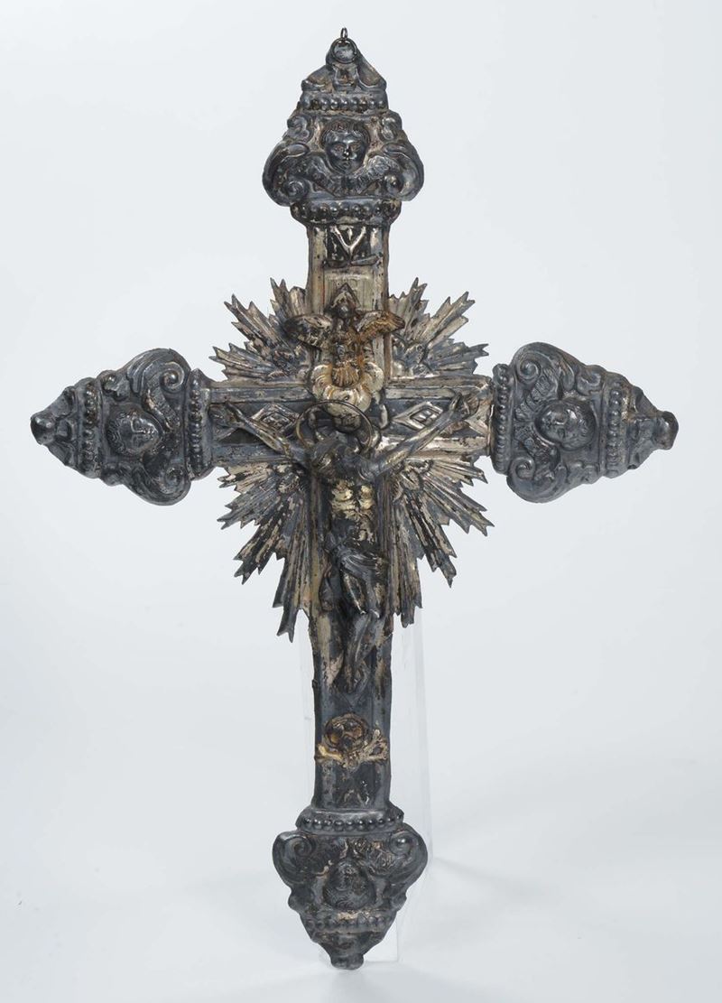Crocifisso in lamina argento, Italia XIX secolo  - Asta Argenti - Asta Online - Cambi Casa d'Aste