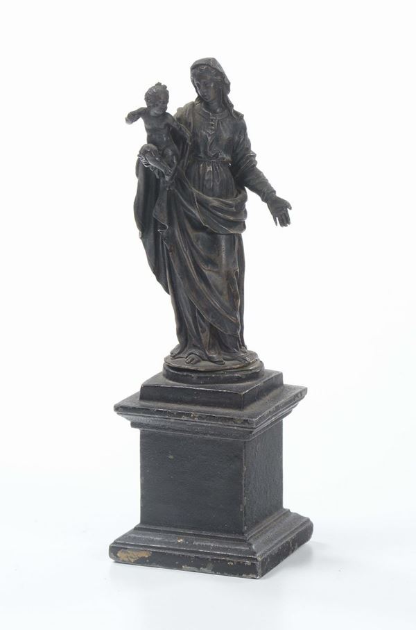 Madonna col Bambino in bronzo argentato, XIX secolo