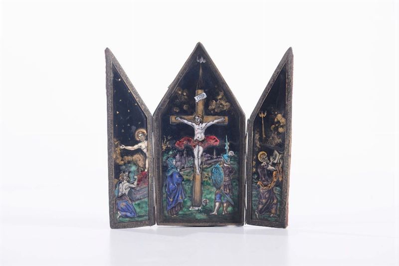 An enamel triptyque, Limoges, 19th-20th century  - Auction Antique Online Auction - Cambi Casa d'Aste