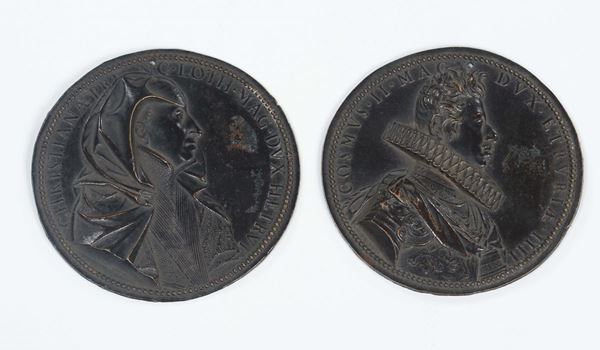 Due medaglie con profili Cosimo II, XIX secolo
