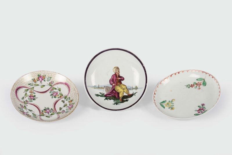 Tre piattini Nove, manifattura Antonibon-Parolin, 1770-1800  - Asta Maioliche e Porcellane da Collezione - Cambi Casa d'Aste