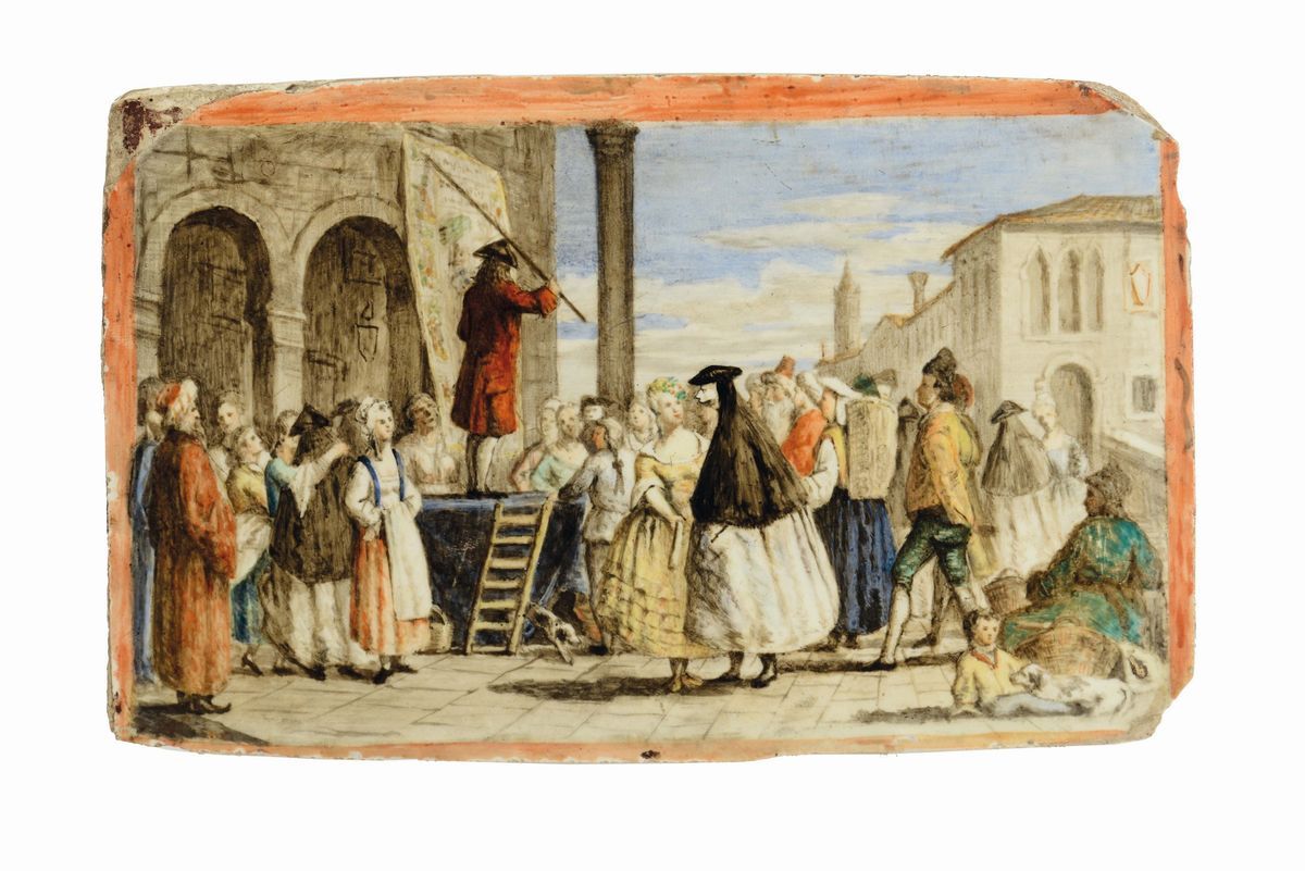 Formella Nove, Manifattura Antonibon-parolin, Fine XVIII - Inizio XIX Secolo. Probabile Pittura d...