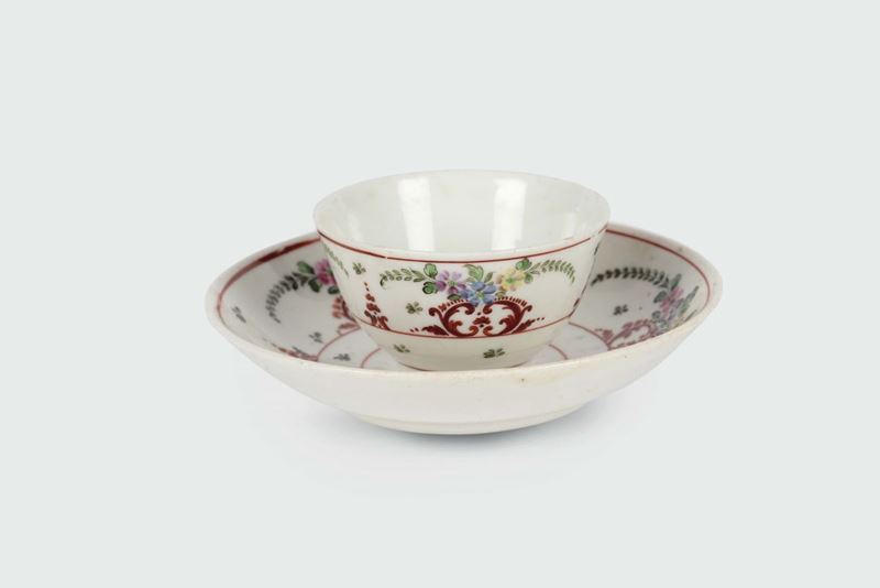 Tazza con piattino  Nove, manifattura Antonibon-Parolin, 1780-1790  - Asta Maioliche e Porcellane da Collezione - Cambi Casa d'Aste