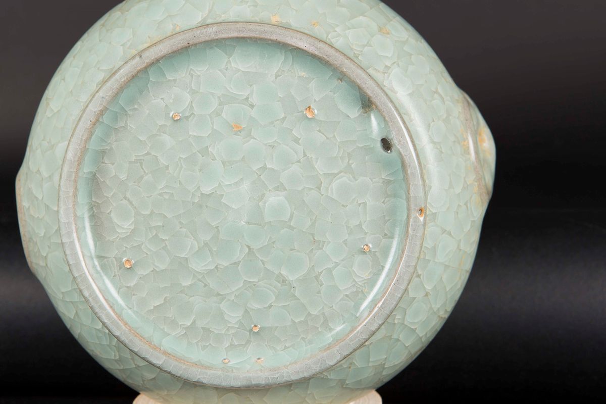 Ciotola in Porcellana Craquelè con Iscrizioni, Cina, XX Secolo