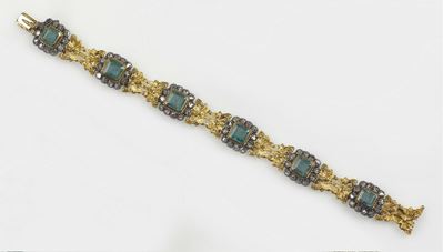 Bracciale con Smeraldi e Rosette di Diamanti
