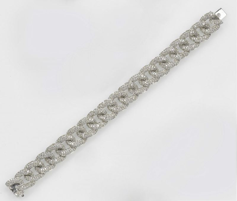 A diamond gourmette bracelet. Mounted in white gold 750/1000  - Auction Fine Jewels - Cambi Casa d'Aste
