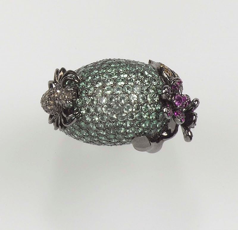 A garnet, sapphire and diamond ring  - Auction Fine Jewels - Cambi Casa d'Aste