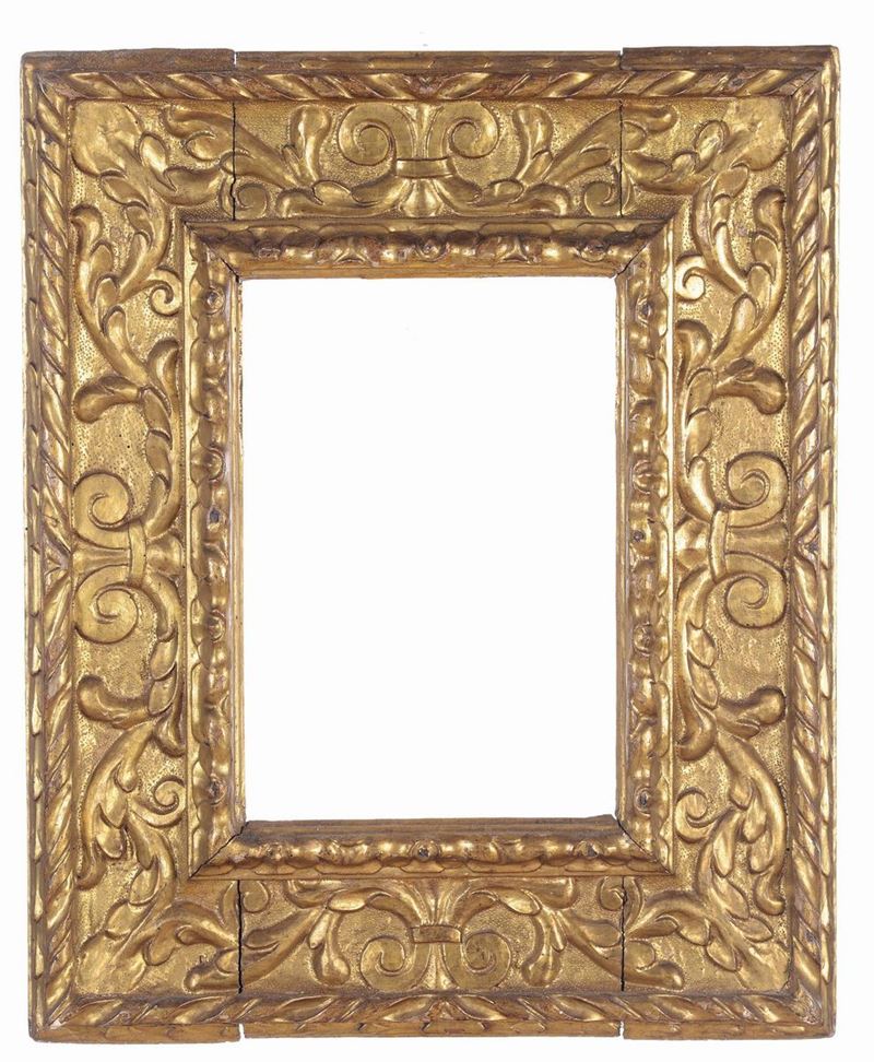 Cornice a cassetta di ampia fascia intagliata ed interamente dorata, Emilia XVI secolo  - Asta Cornici Antiche - Cambi Casa d'Aste