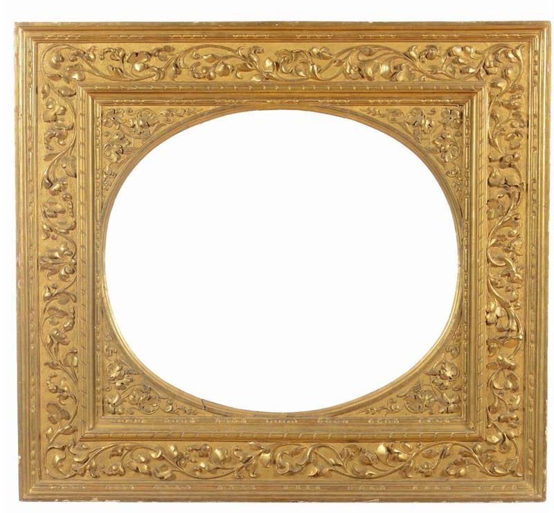 Importante cornice in legno interamente dorato ed intagliato, Italia, probabilmente Emilia, periodo Neoclassico  - Auction Fine Old Frames - Cambi Casa d'Aste