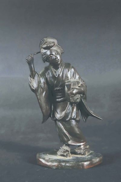 Figura di Geisha in Bronzo, Giappone, XX Secolo