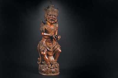 Figura di Divinità Scolpita in Legno, Indonesia, XIX Secolo