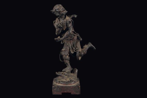 Figura di demone danzante in bronzo, Cina, Dinastia Ming, XVII secolo