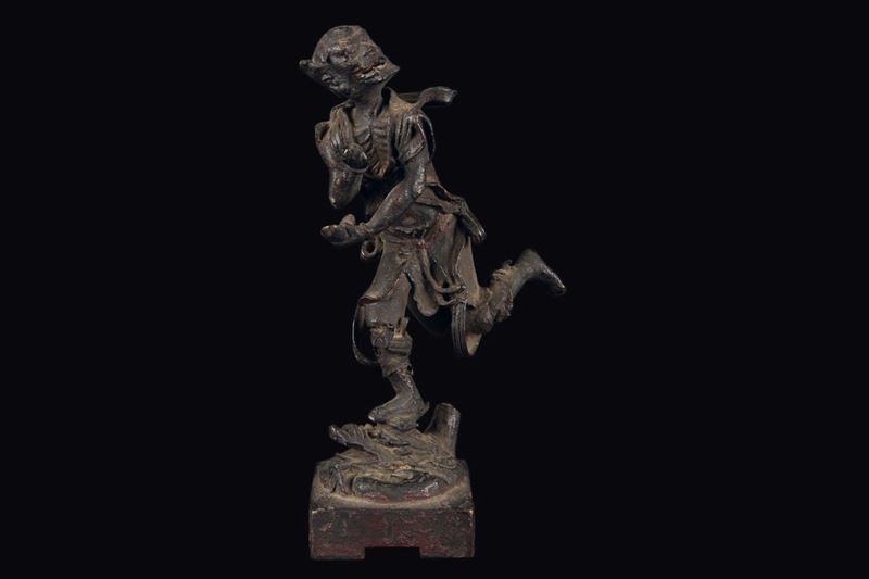 Figura di demone danzante in bronzo, Cina, Dinastia Ming, XVII secolo  - Asta Fine Chinese Works of Art - Cambi Casa d'Aste