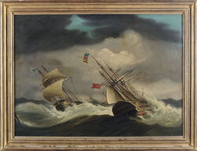 Cornelis Van Der Velden (1806-1828)velieri in Mare in Tempesta