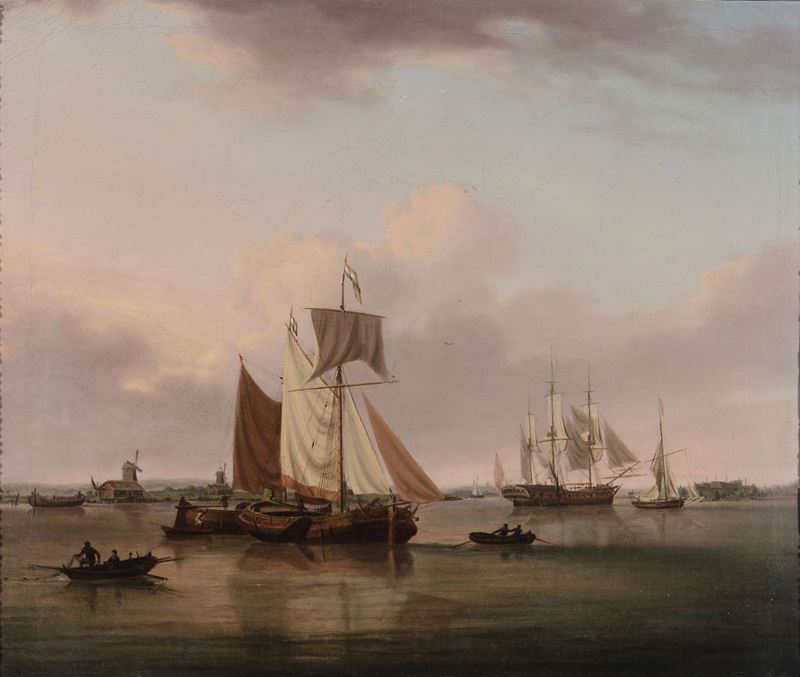 William Anderson (1757-1837) Veduta costiera con imbarcazioni  - Asta Arte Marinara - Cambi Casa d'Aste