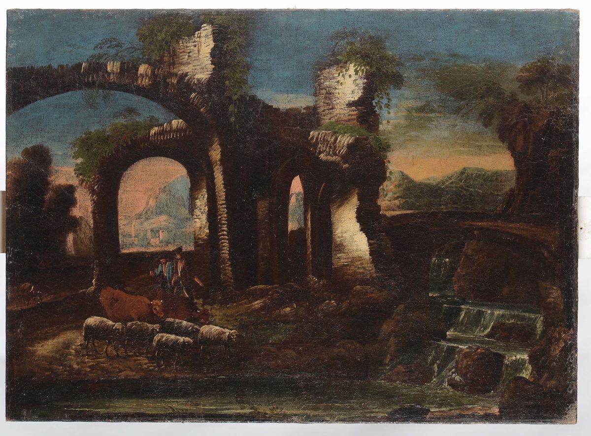Antonio Travi (sestri Ponente 1608 - Genova 1665), nei Modi Dipaesaggio con Rovine