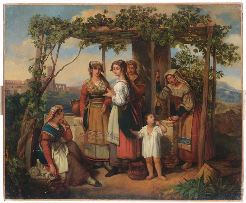 Anonimo del XIX secolo Donne al pozzo  - Asta Antiquariato - Cambi Casa d'Aste