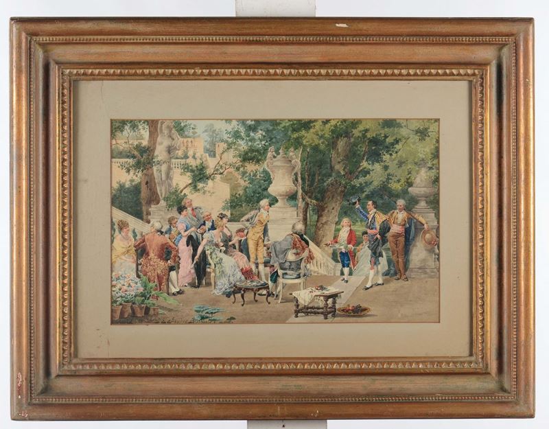 Roberti da Corado (XIX secolo) Scena galante  - Asta Asta a Tempo Pittura - Cambi Casa d'Aste
