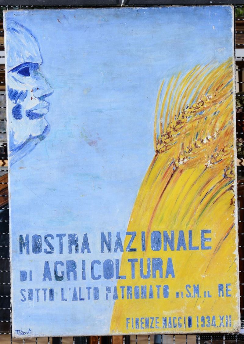 Oreste Zuccoli (1889-1980) - Firenze Dux - Testa e covoni di grano  - Asta Antiquariato - Cambi Casa d'Aste