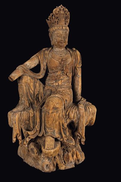 Grande Guanyin Seduta in Legno, Cina, Probabilmente Dinastia Song (960-1279)