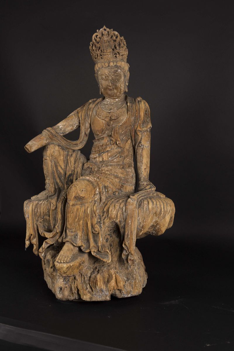 Grande Guanyin Seduta in Legno, Cina, Probabilmente Dinastia Song (960-1279)